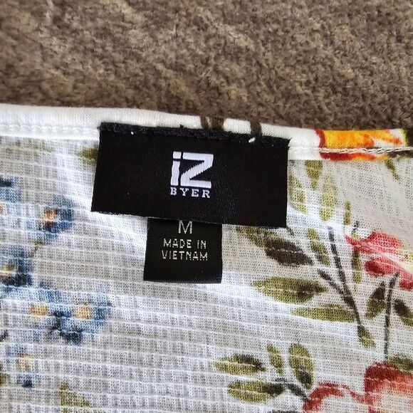 Iz Byer White Cream Tie Front Peplum Blouse - Picture 6 of 8